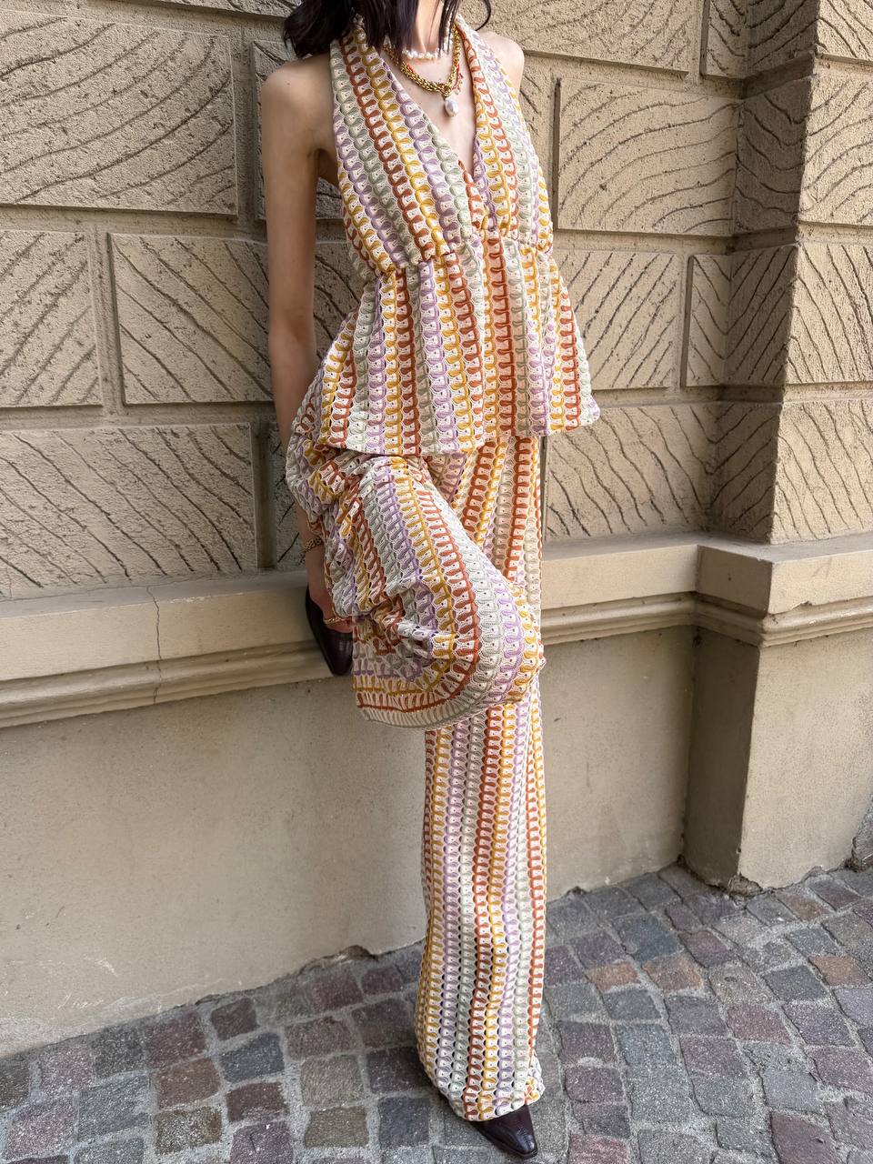 Coordinato crochet con schiena scoperta