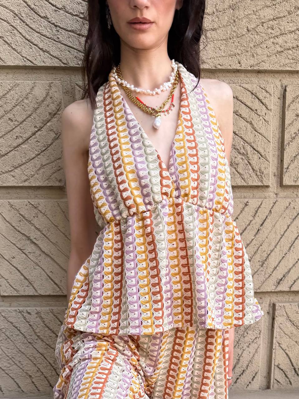 Coordinato crochet con schiena scoperta
